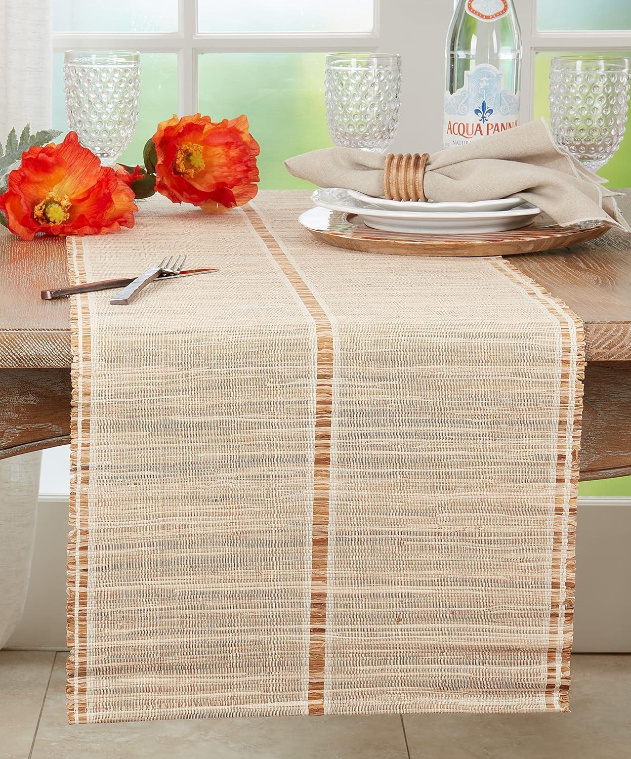 Beige and Brown Water Hyacinth Table Runner