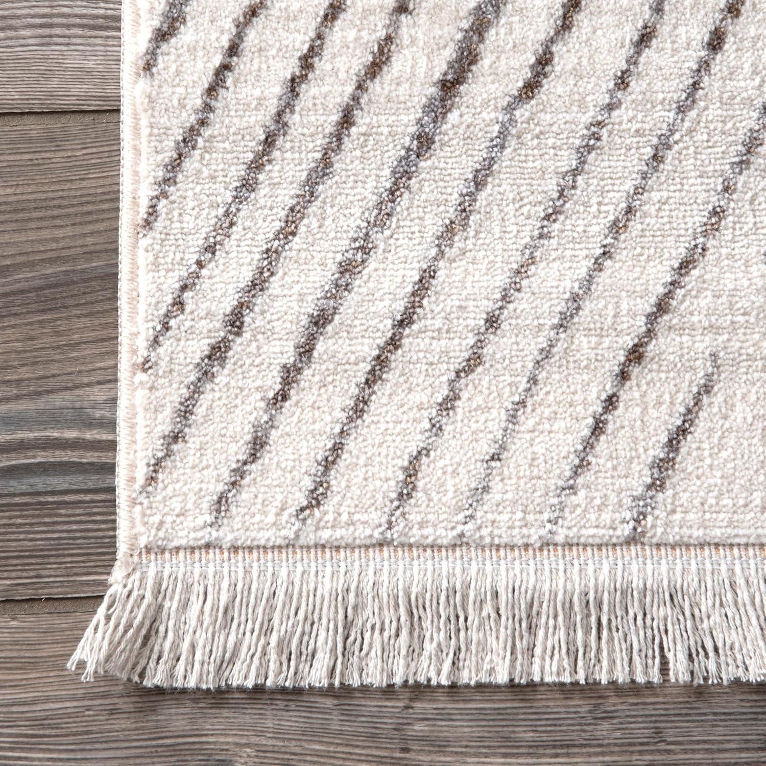 Jazlyn Beige Chevron Pattern Runner Rug 2' 6" x 6'