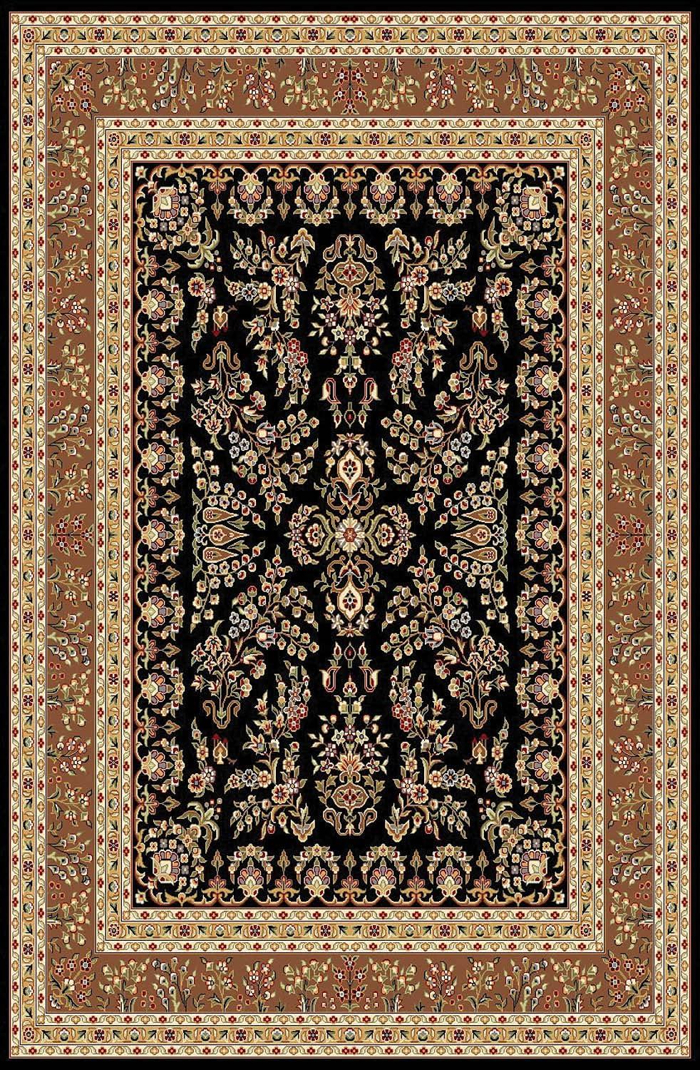 Lyndhurst LNH331 Power Loomed Area Rug - Black/Tan - 8'x11' - Safavieh.