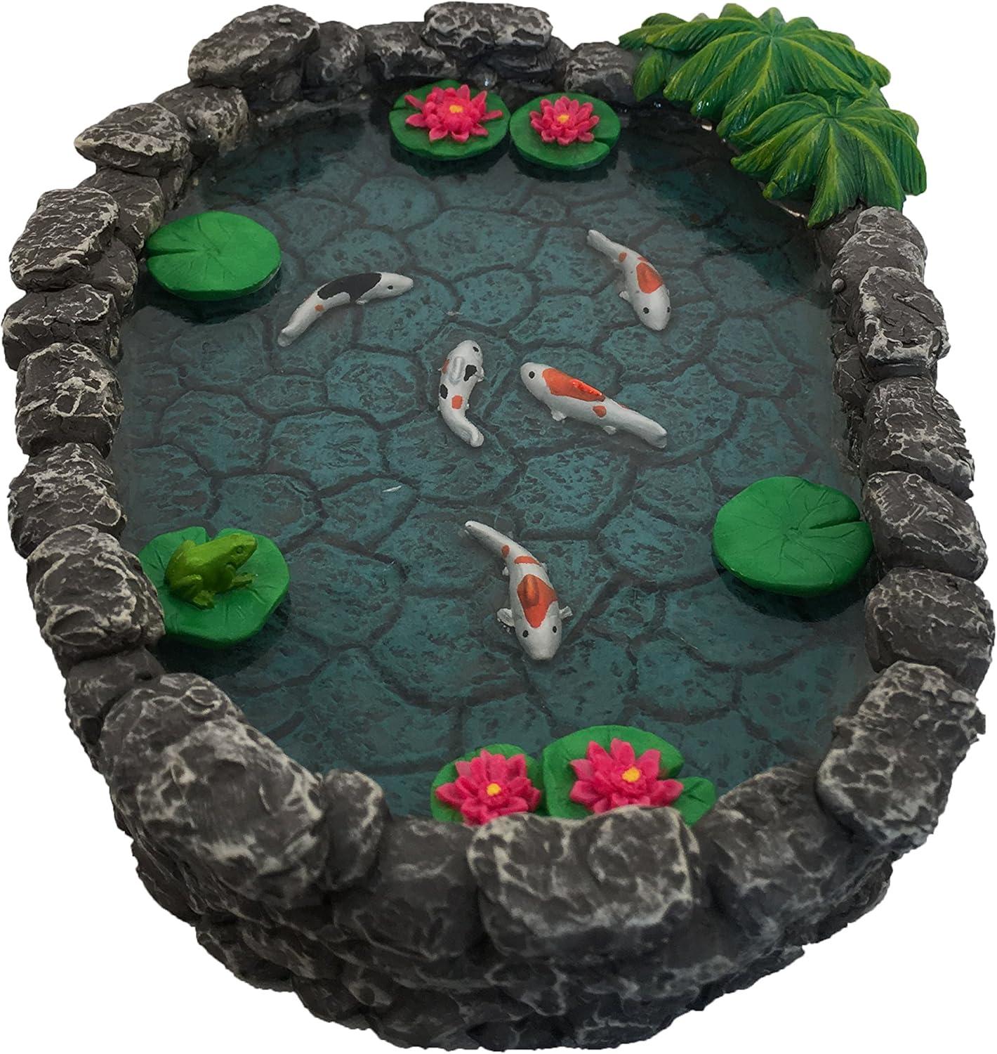 KOI Miniature Pond -  Koi Pond for a Fairy Garden.  A Miniature Pond for a Miniature Fairy Garden and Enchanted Garden Accessories by GlitZGlam