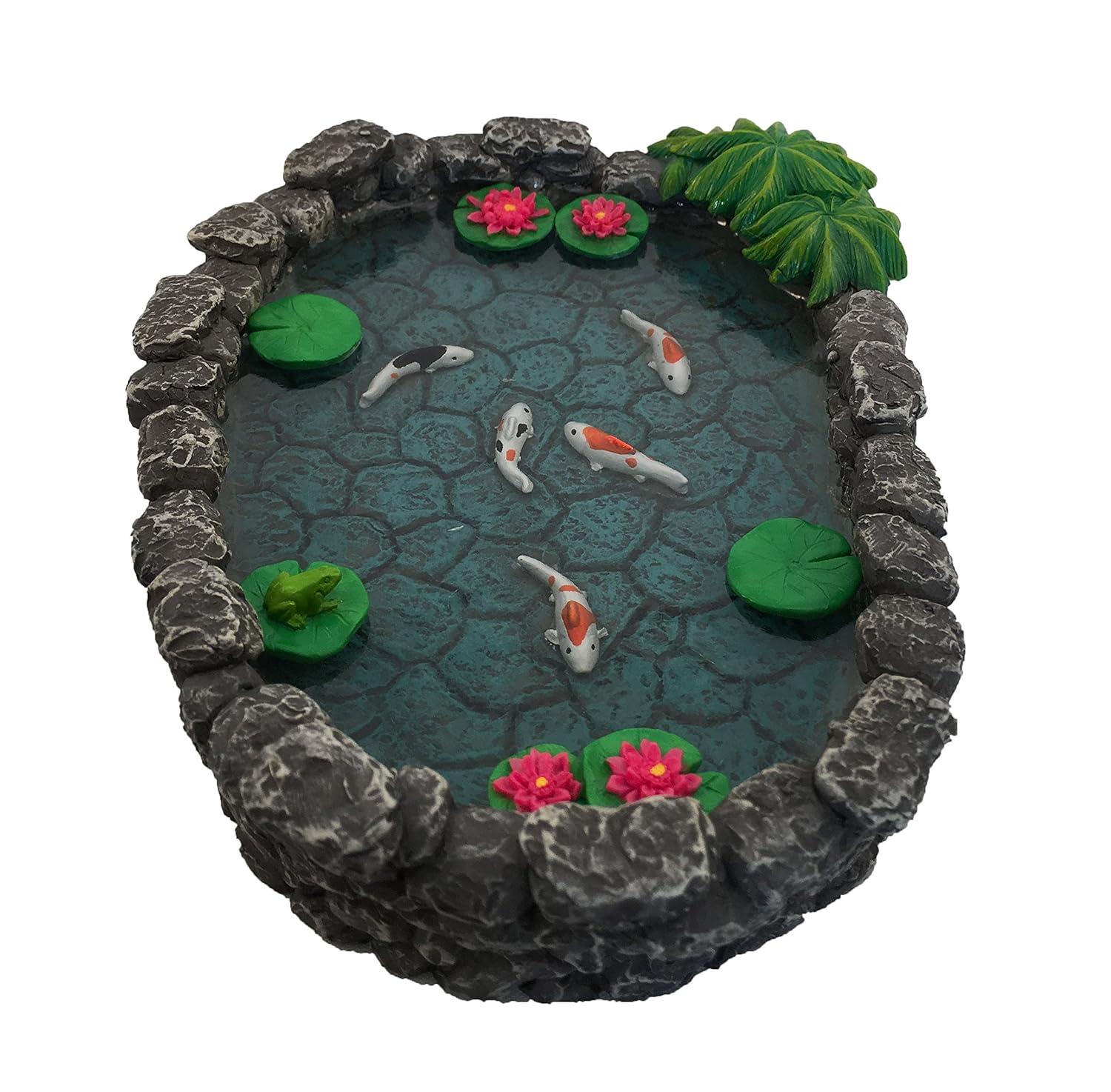 KOI Miniature Pond -  Koi Pond for a Fairy Garden.  A Miniature Pond for a Miniature Fairy Garden and Enchanted Garden Accessories by GlitZGlam