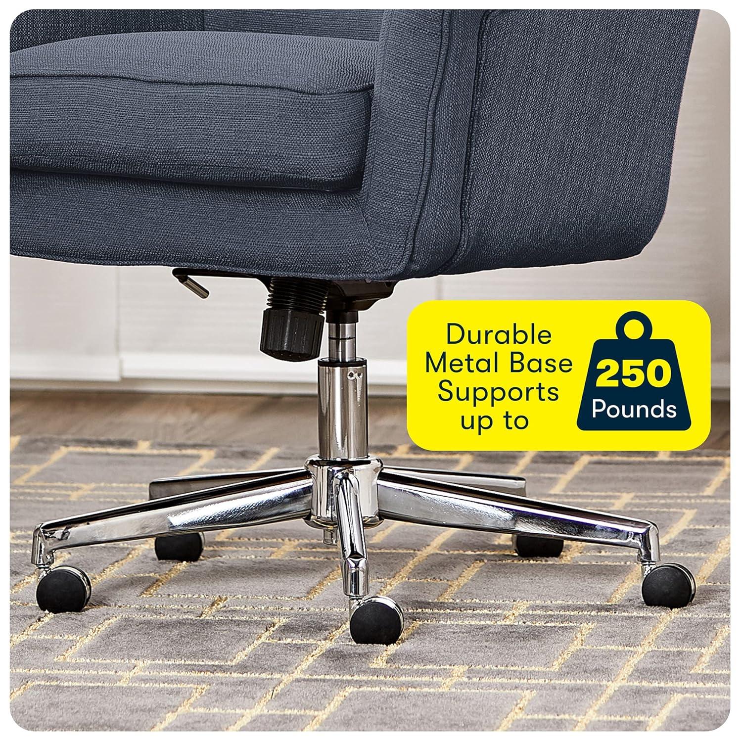 Style Ashland Home Office Chair Sanctuary Blue - Serta: Mid-Century, Adjustable, Twill Fabric