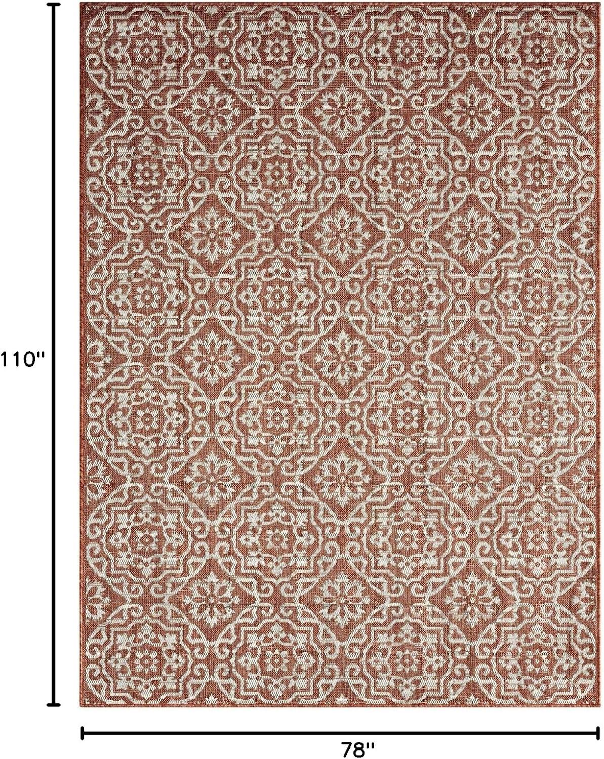NICOLE MILLER NEW YORK Country Danica Geometric Indoor/Outdoor Area Rug, Terracotta/Ivory
