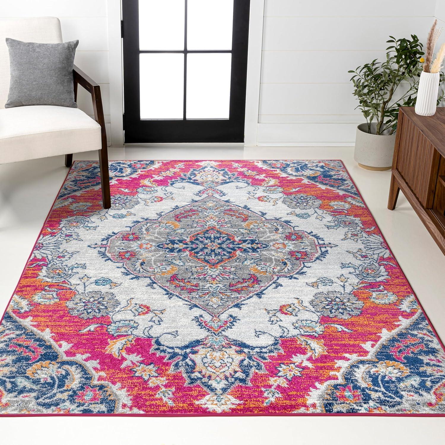 JONATHAN Y Bohemian FLAIR Boho Vintage Medallion Blue/Multi 3 ft. x 5 ft. Area Rug