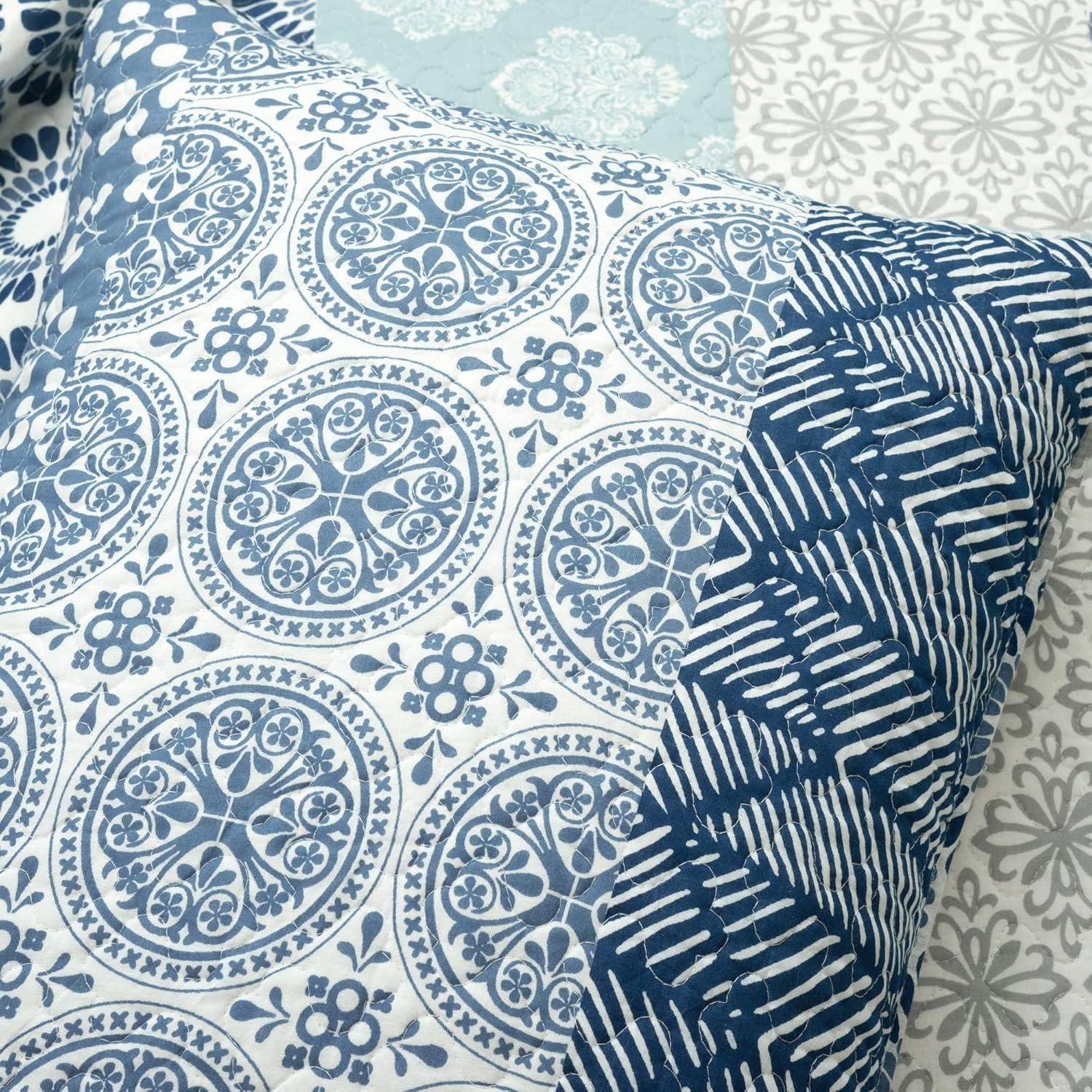 Navy Standard Cotton 3 Piece Quilt Set