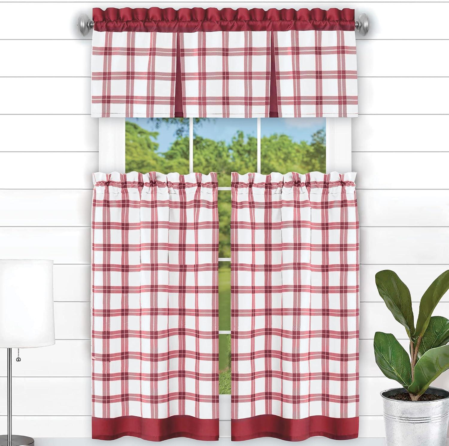 Achim Importing Co Plaid Tailored 58'' W Kitchen Curtain