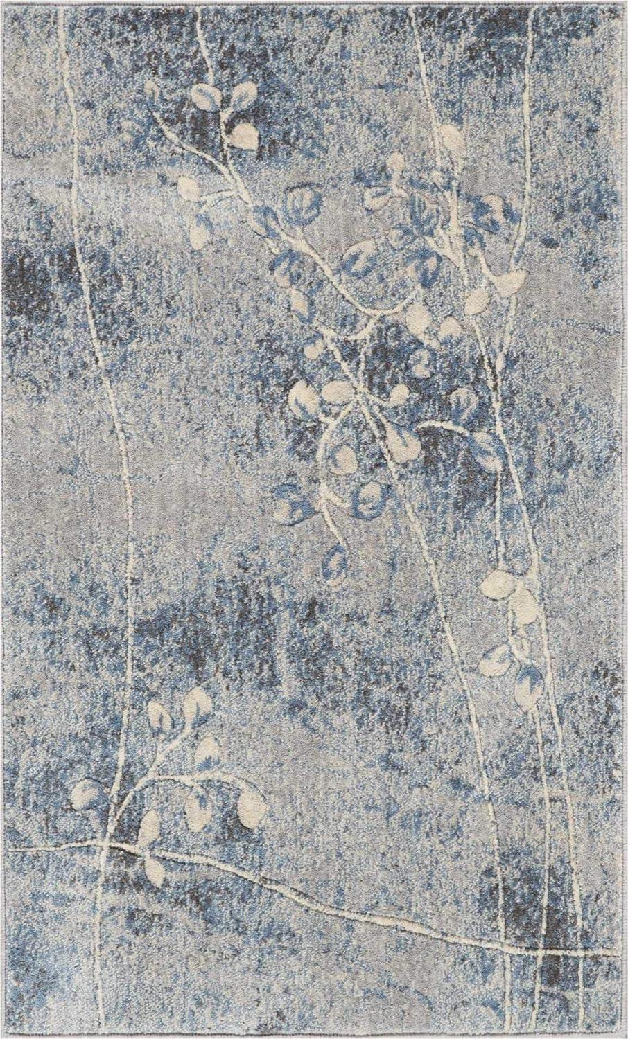 Nourison Somerset Nature Silver/Blue 2'6" x 4' Area Rug, (3x4)