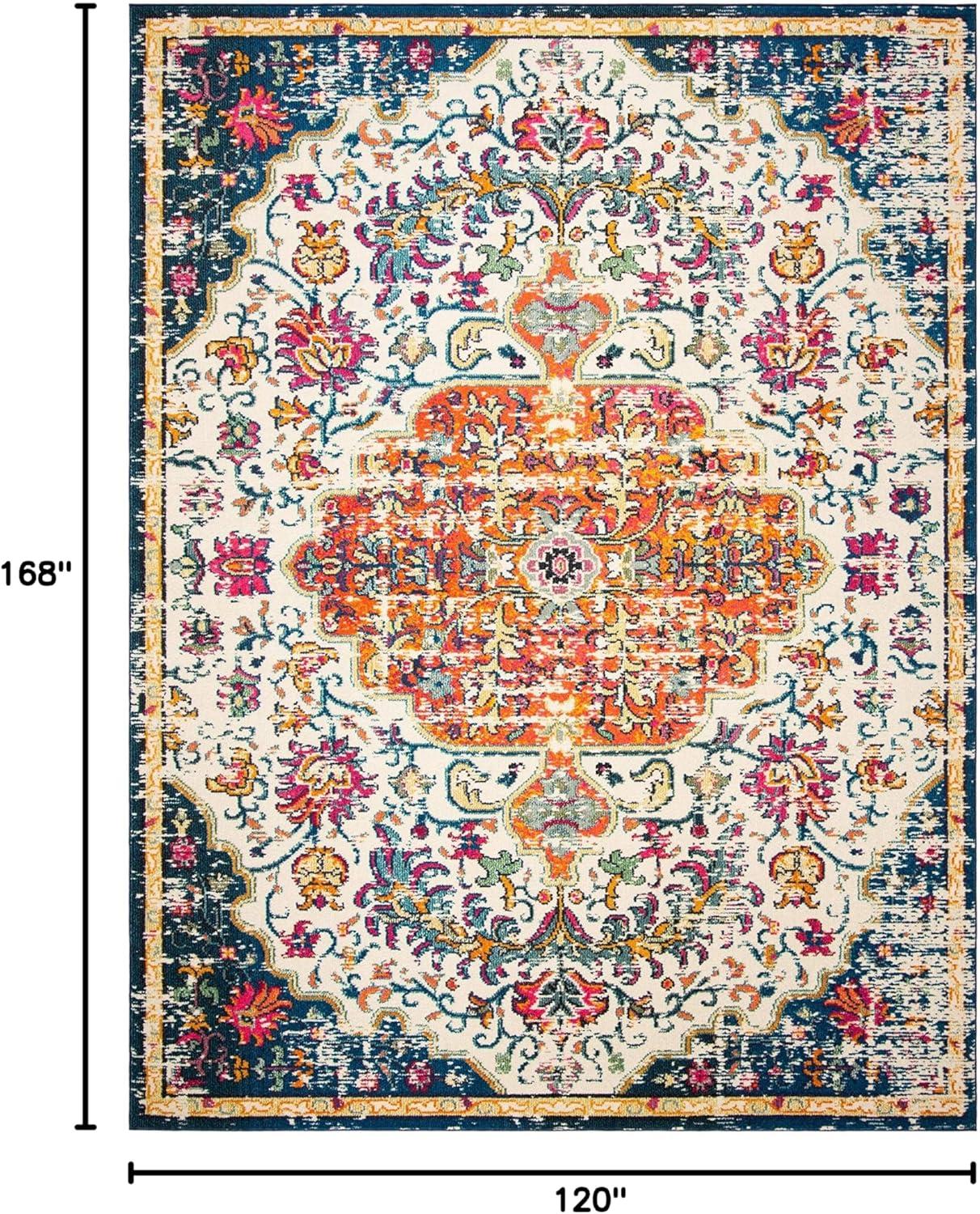 SAFAVIEH Madison Joandra Vintage Floral Area Rug, Ivory/Orange, 10' x 14'