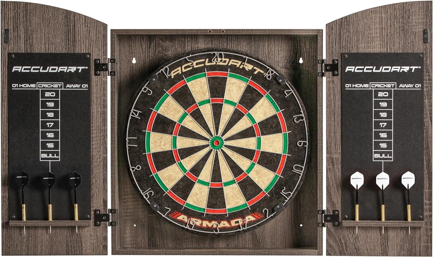 Accudart Armada Bristle Dartboard Cabinet Set with Chalkboards