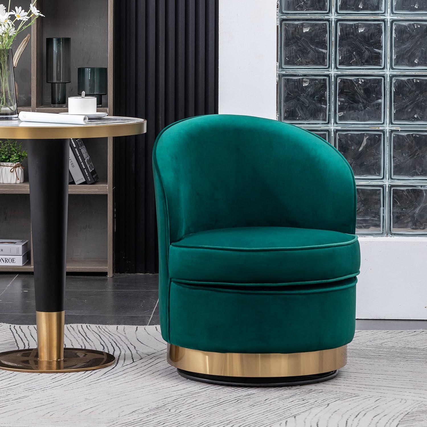 DeeHome Wania Contemporary Velvet Swivel Chair, Green