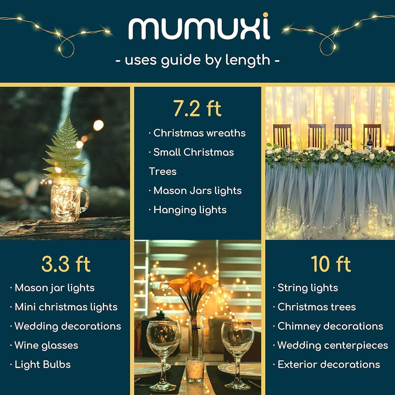 MUMUXI Fairy Lights Battery Operated Pack of 12 Warm White 7.2FT x20 LED String