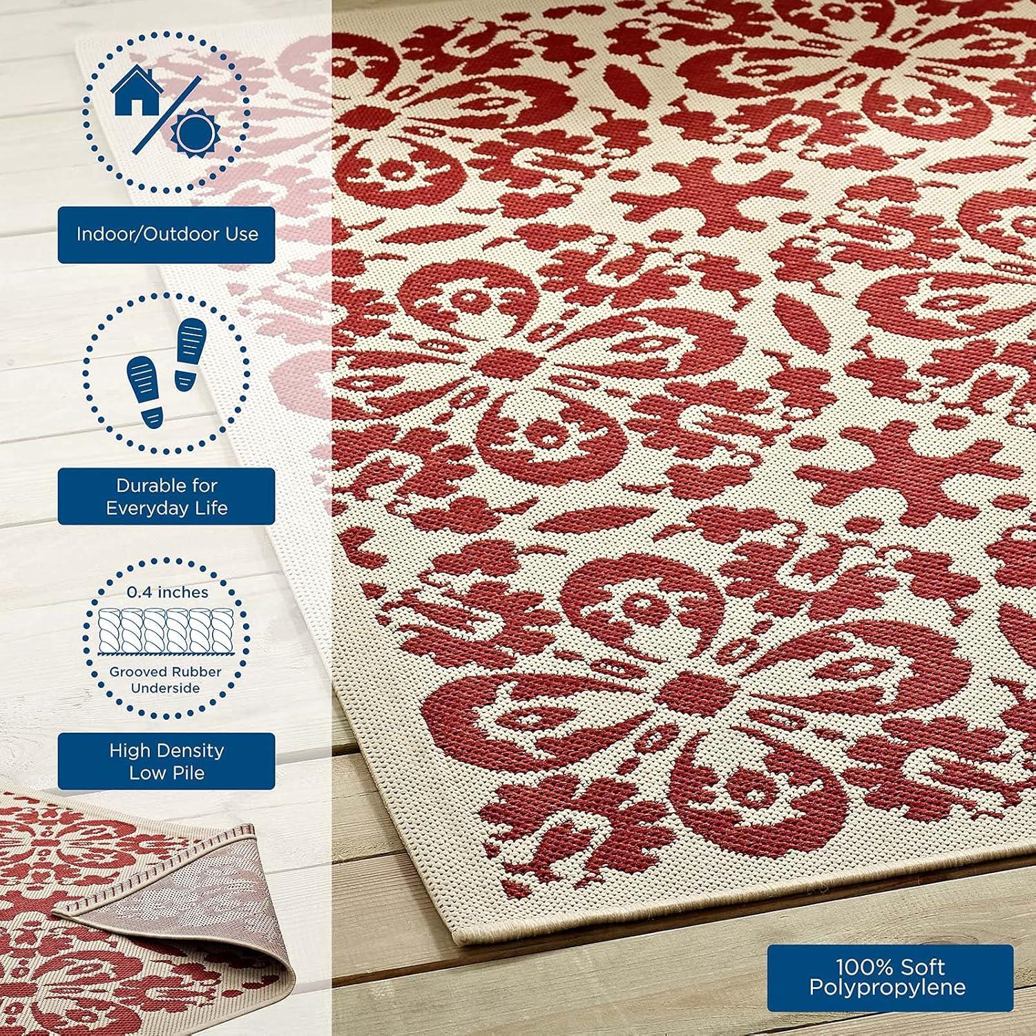 Modway Ariana Vintage Floral Trellis 4x6 Indoor and Outdoor Area Rug