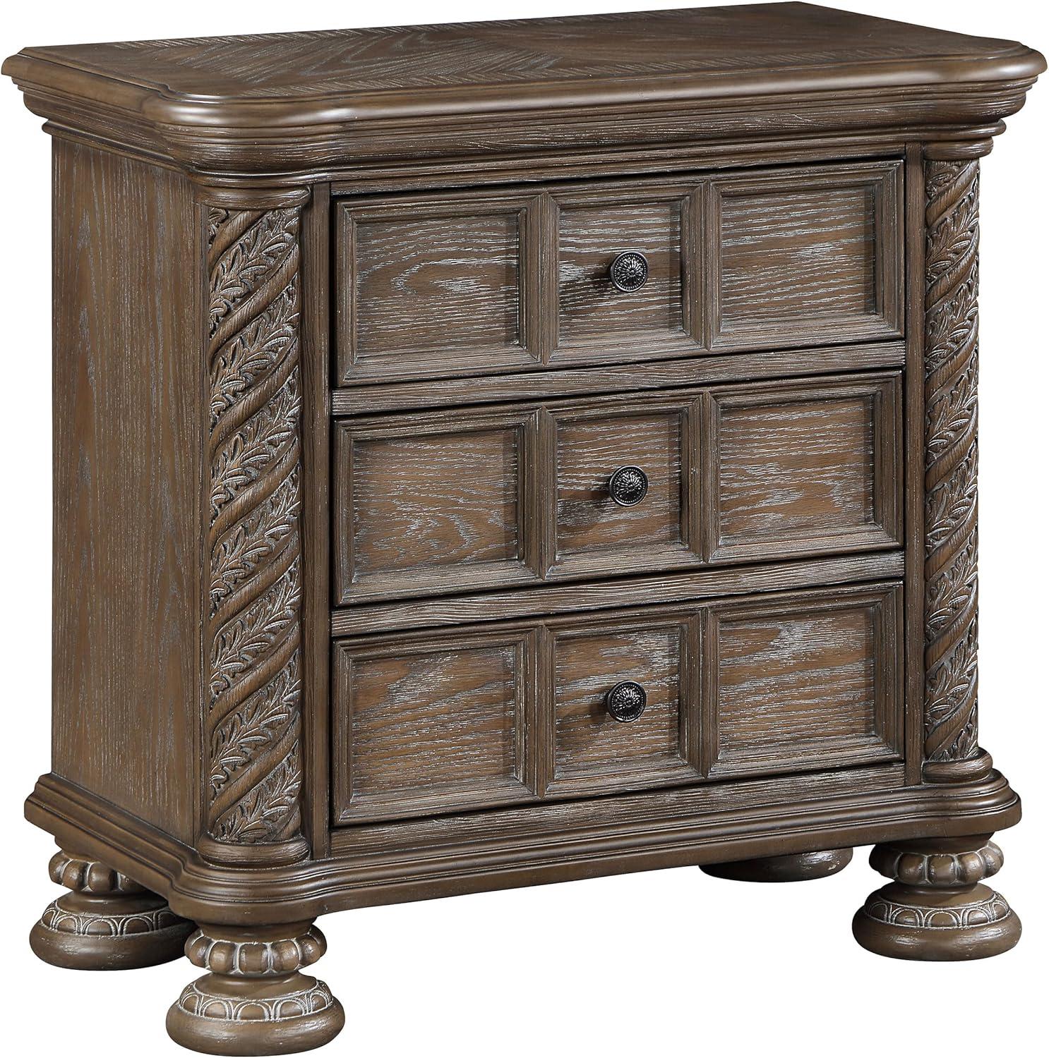 Coaster Emmett 3-drawer Traditional Wood Nightstand in Walnut