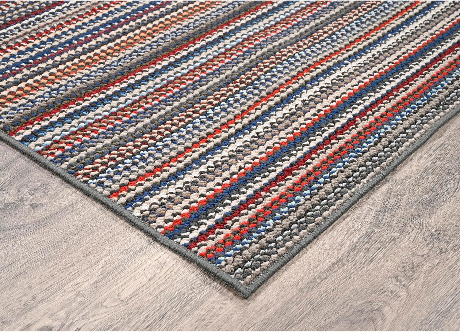 Kandace Striped Tufted Blue/Red/Gray Area Rug