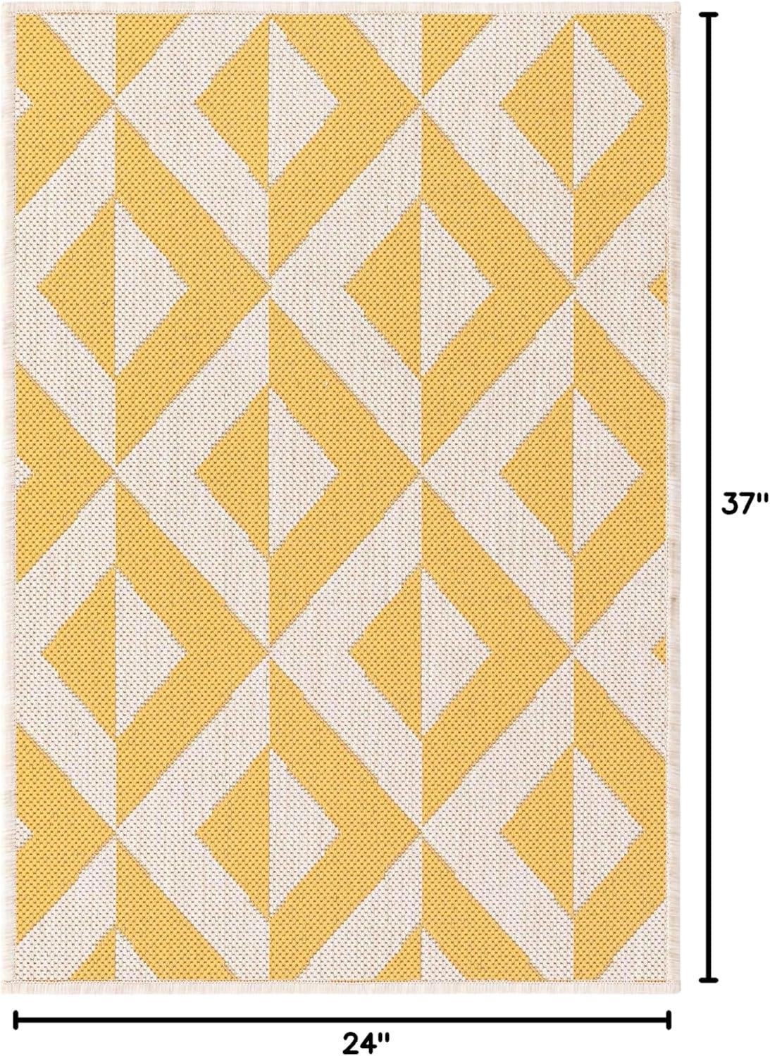 Jill Zarin Outdoor Collection Area Rug - Napa (2' 2" x 3' Rectangle Yellow/Ivory)