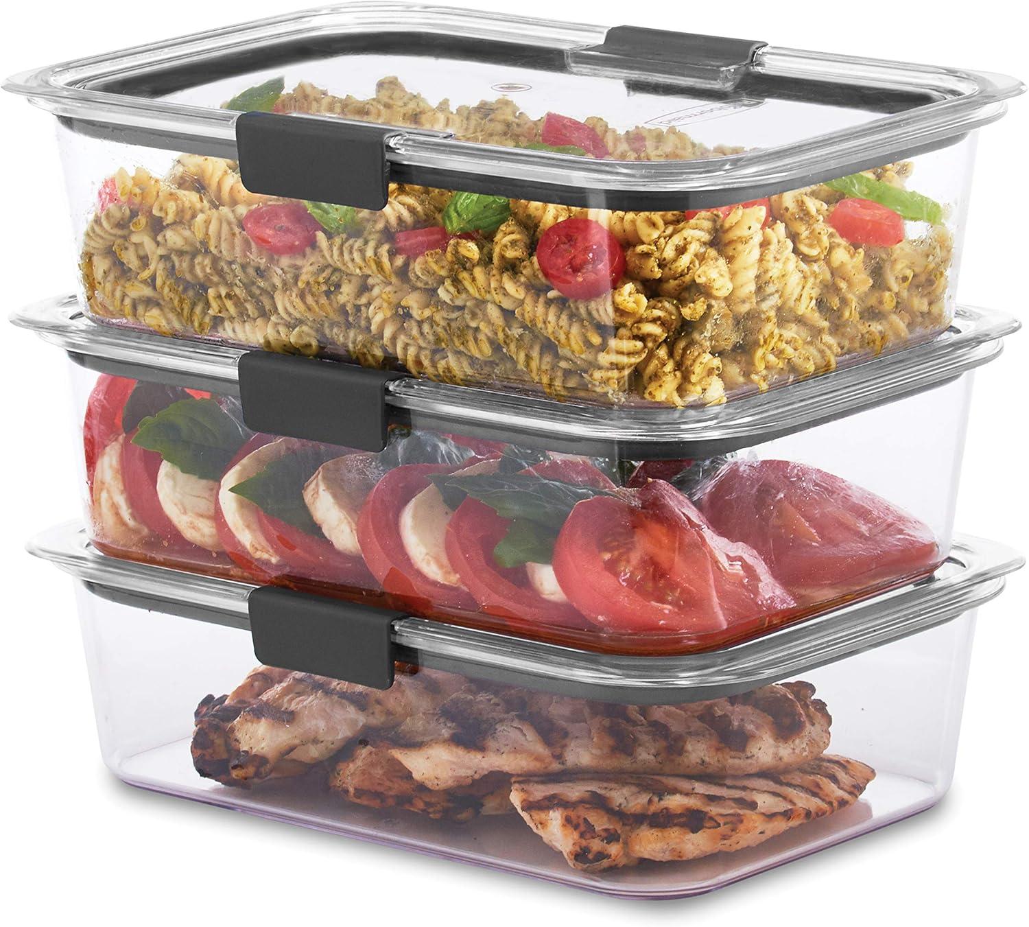 Rubbermaid 6013375 Brilliance Clear Food Container & Lid, Pack of 3