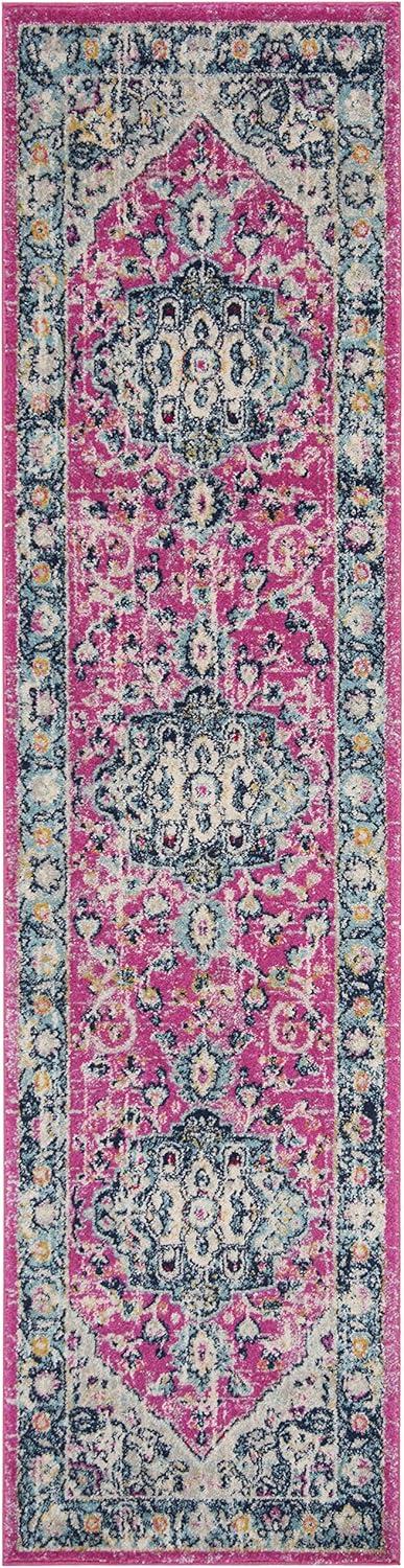 SAFAVIEH Madison Hildred Floral Bordered Area Rug, Navy/Fuchsia, 6'7" x 6'7" Square