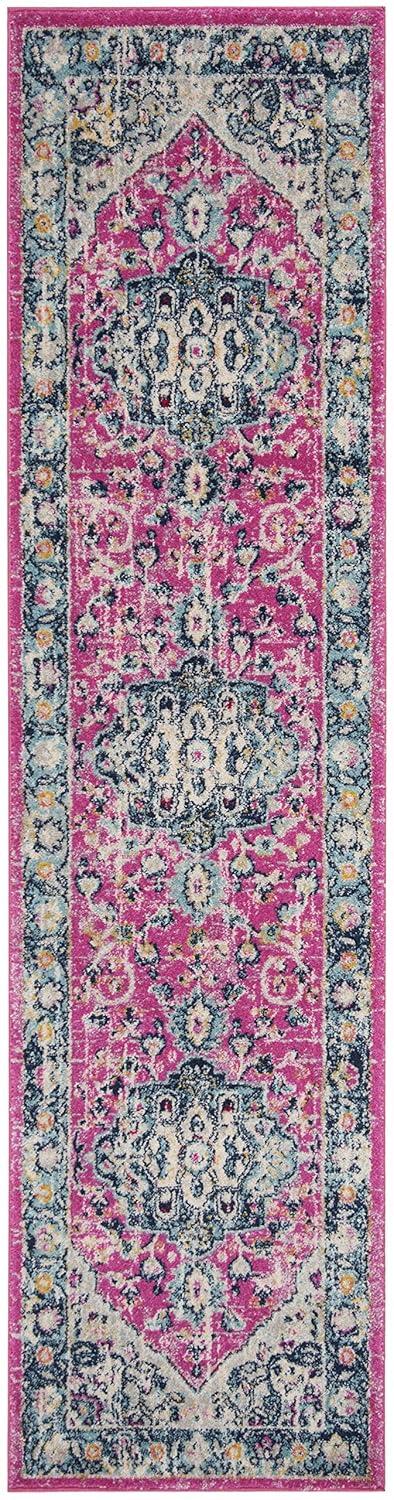 SAFAVIEH Madison Hildred Floral Bordered Area Rug, Navy/Fuchsia, 6'7" x 6'7" Square