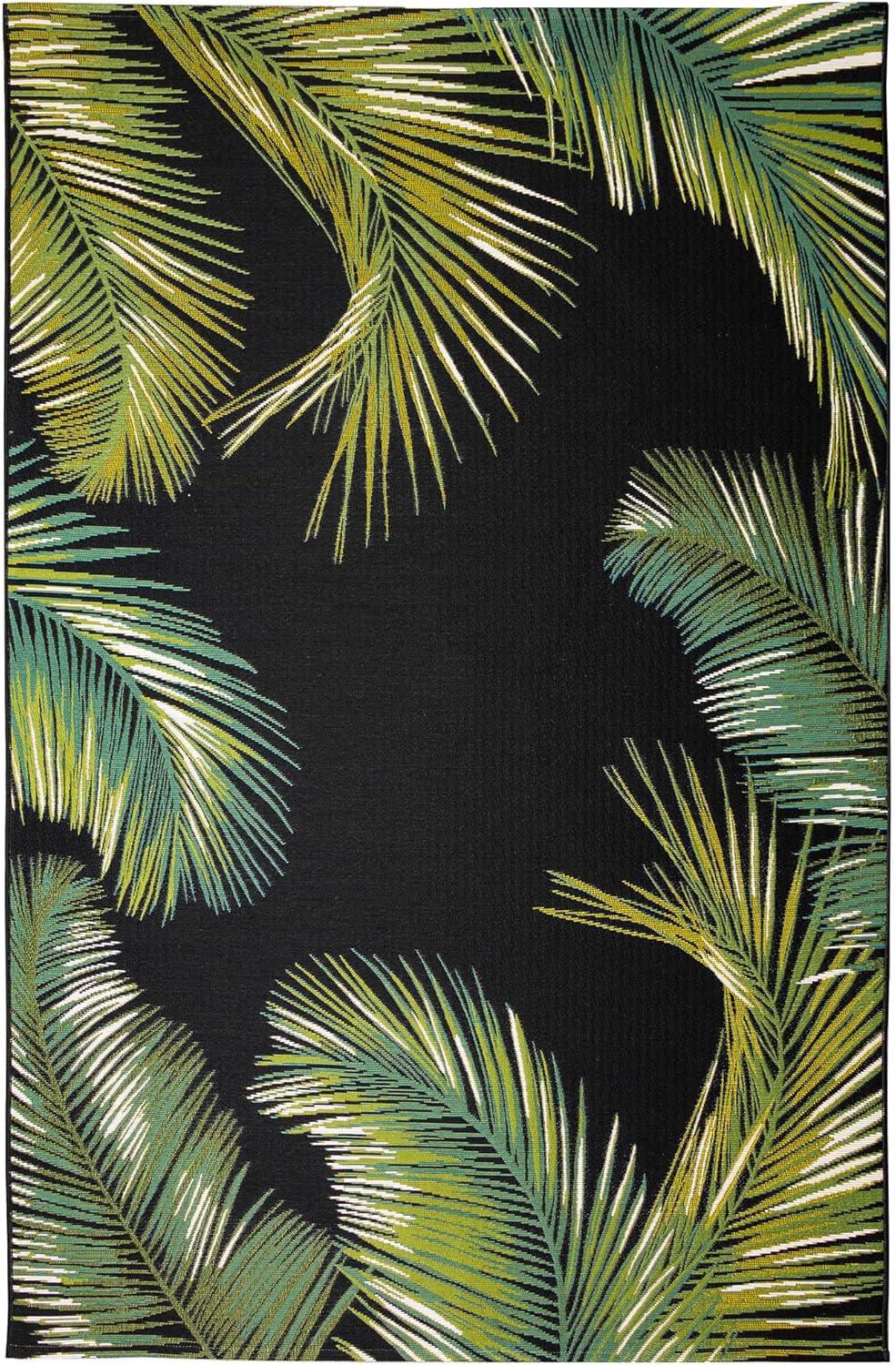 Liora Manne Marina Palm Border Indoor/Outdoor Rug Black 8'10" x 11'9"