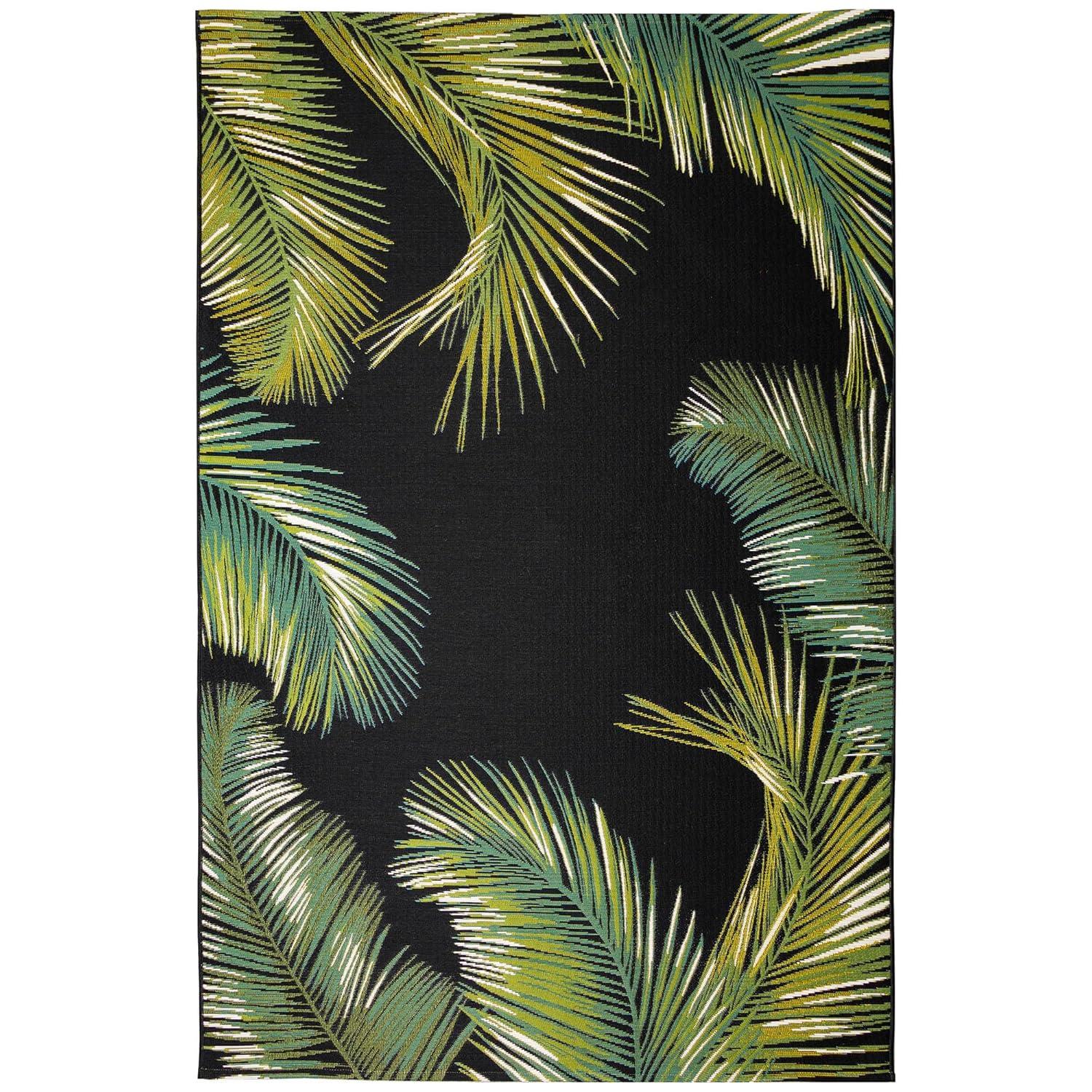 Liora Manne Marina Palm Border Indoor/Outdoor Rug Black 8'10" x 11'9"