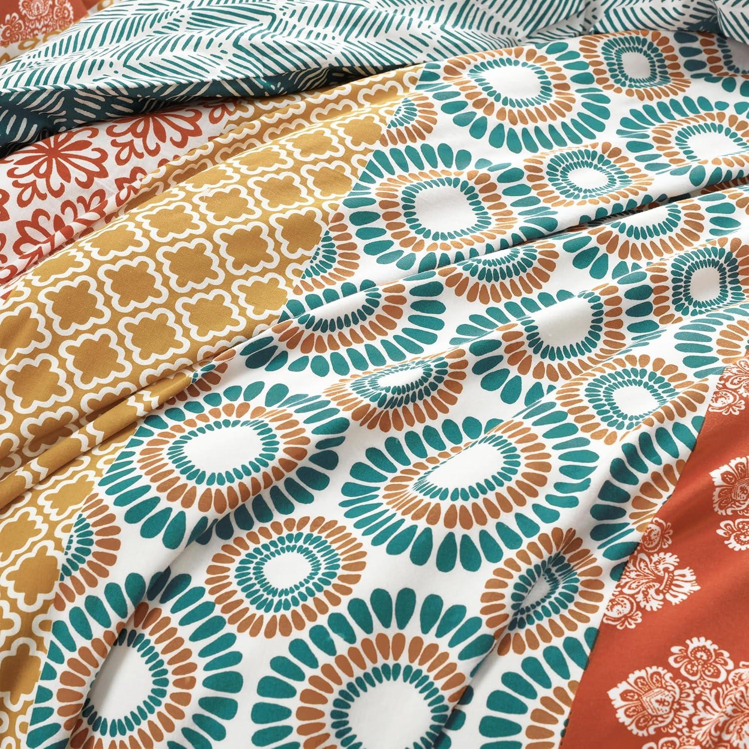 Lush Decor Bohemian Stripe Duvet Cover - Fuchsia/Orange - Full/Queen