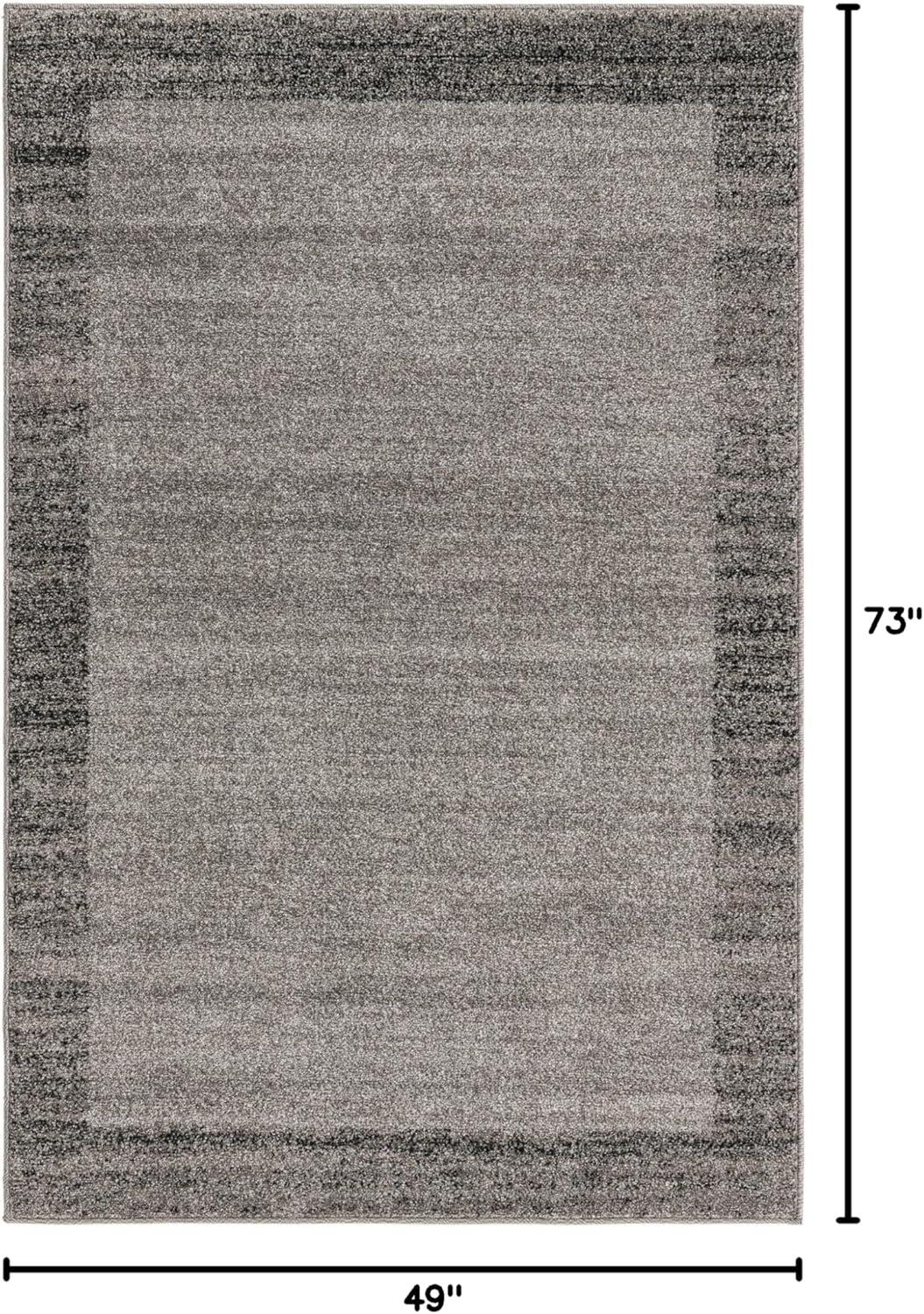 Light Gray Rectangular Synthetic Easy Care Area Rug 4' x 6'