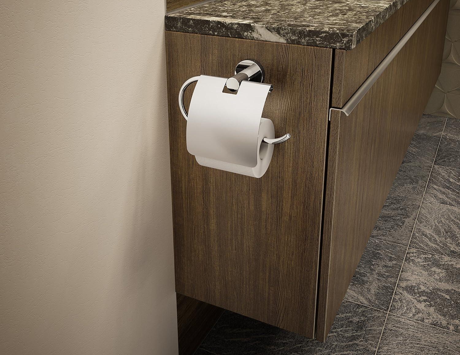 Dia Wall-Mounted Toilet Paper Holder with Cover in Polished Chrome