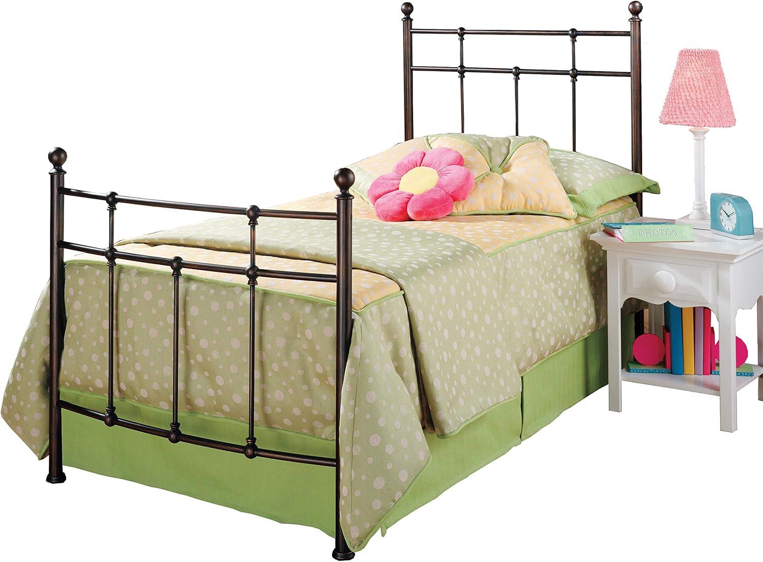 Hillsdale Furniture Providence Metal Twin Bed with Spindle and Casting Design, Antique Bronze