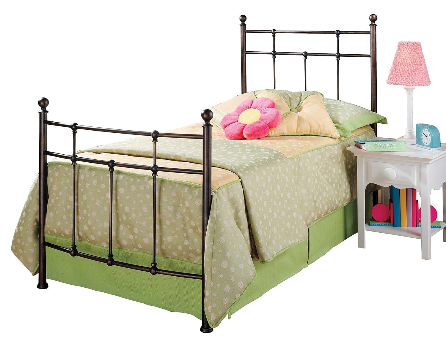 Hillsdale Furniture Providence Metal Twin Bed with Spindle and Casting Design, Antique Bronze