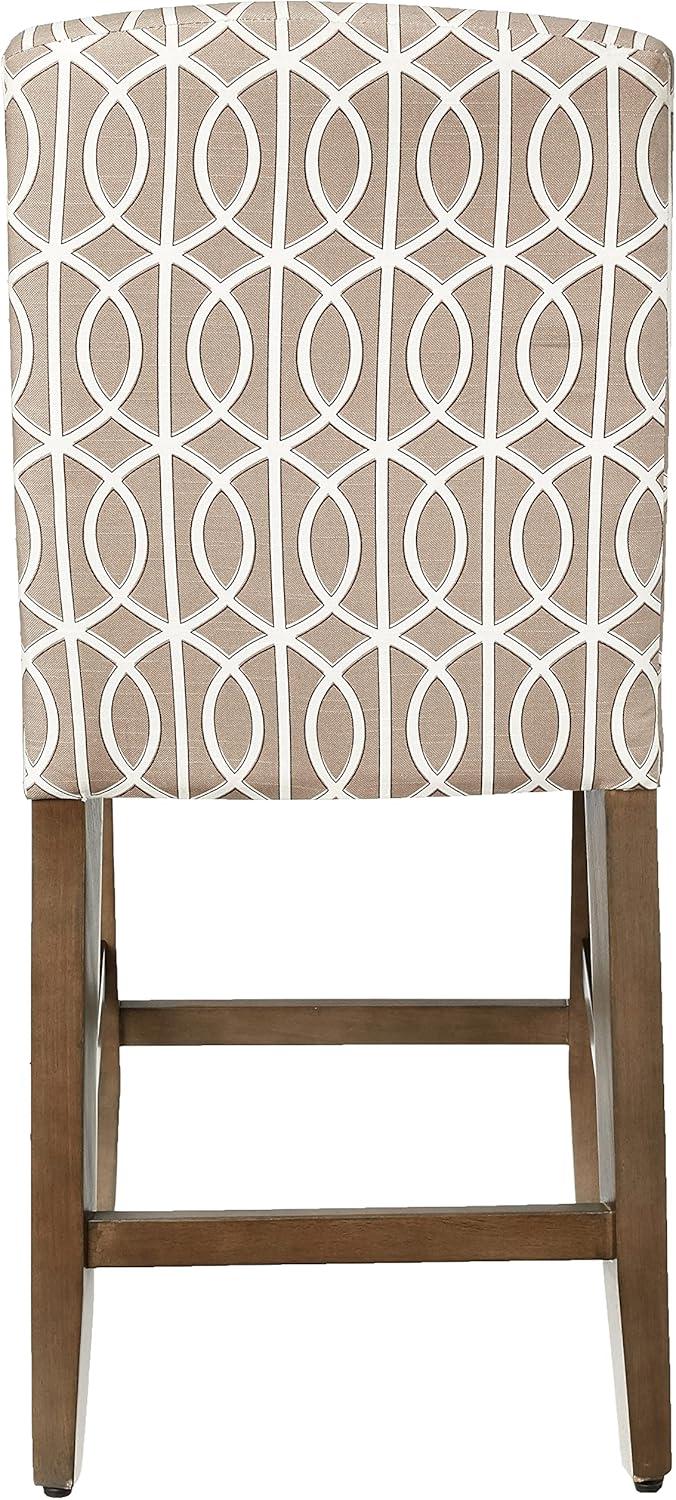 24" Curved Top Counter Height Barstool Safari Taupe - HomePop: Kitchen Seating with Back, Wood Legs