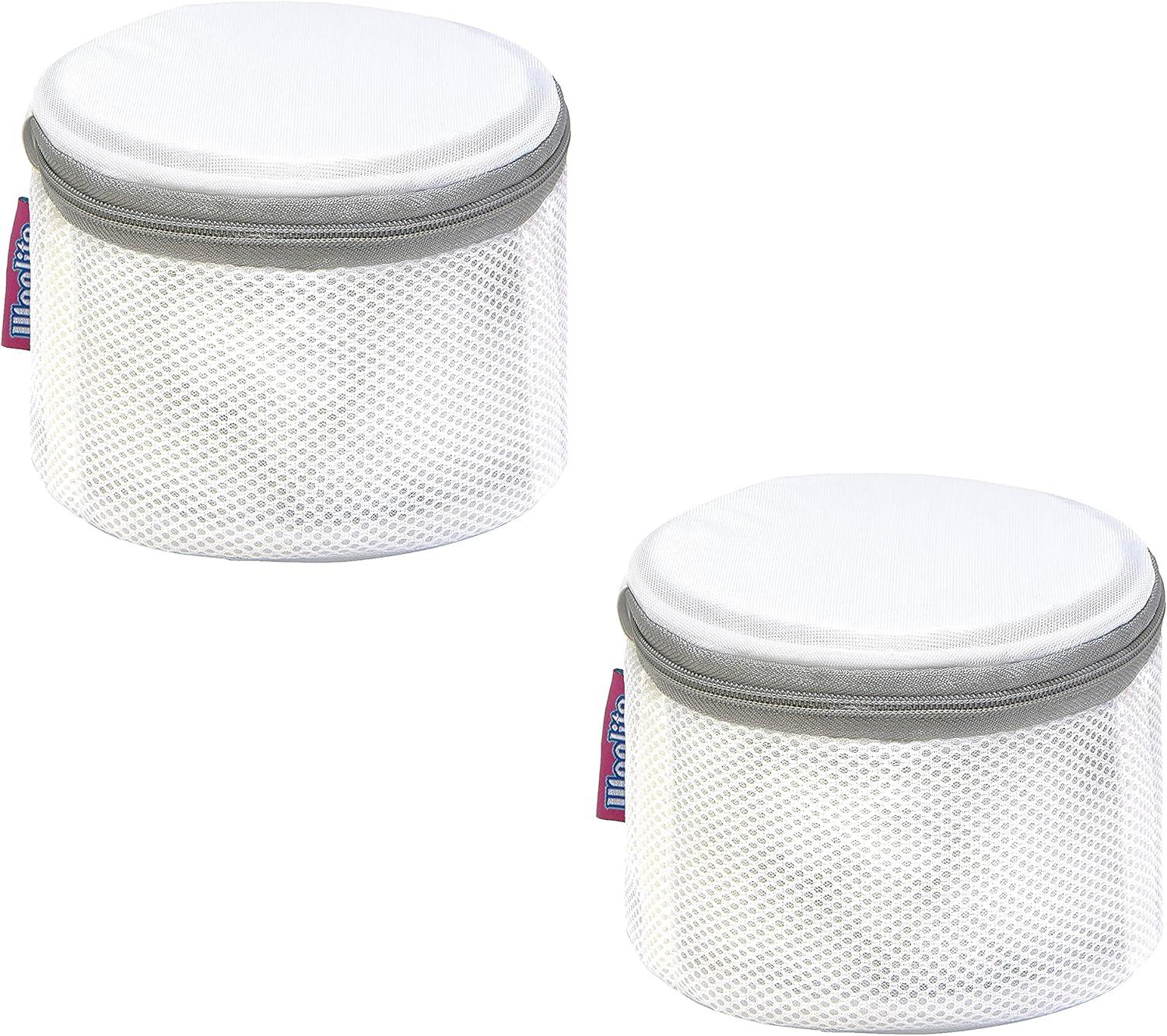 White Polyester Mesh Bra Wash Bags with Zip Closure, Set of 2