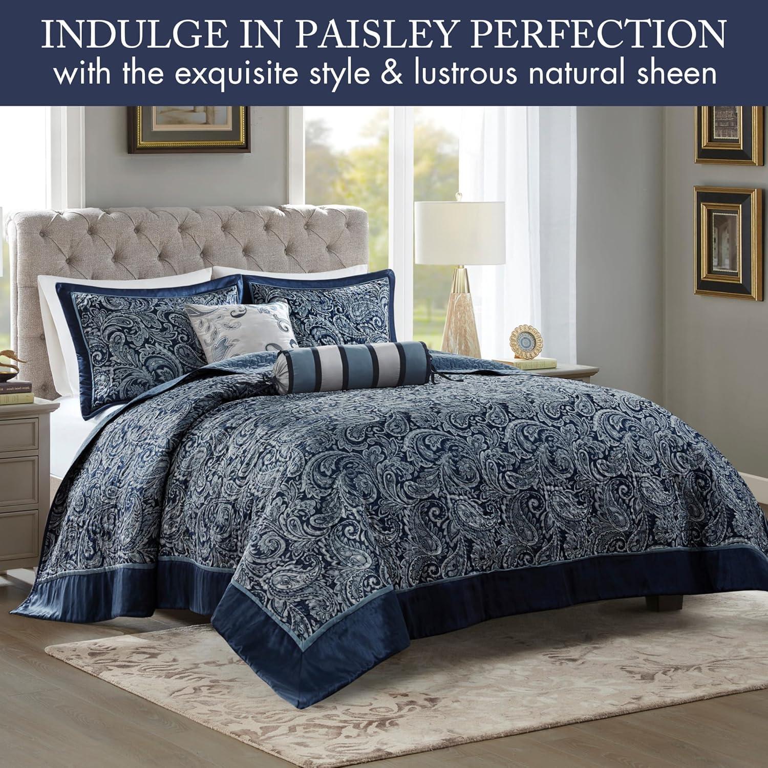 Madison Park Aubrey 5 Piece Jacquard Bedspread Set with Throw Pillows