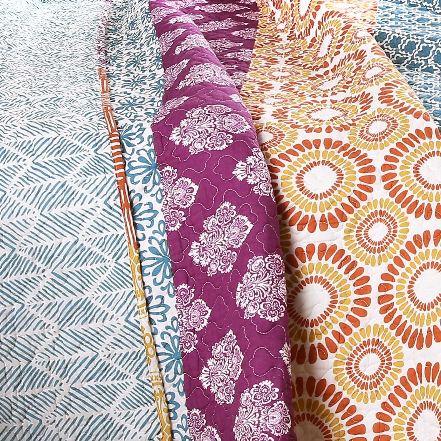 Lush Decor Bohemian 100% Cotton Reversible 3-Piece Quilt Set