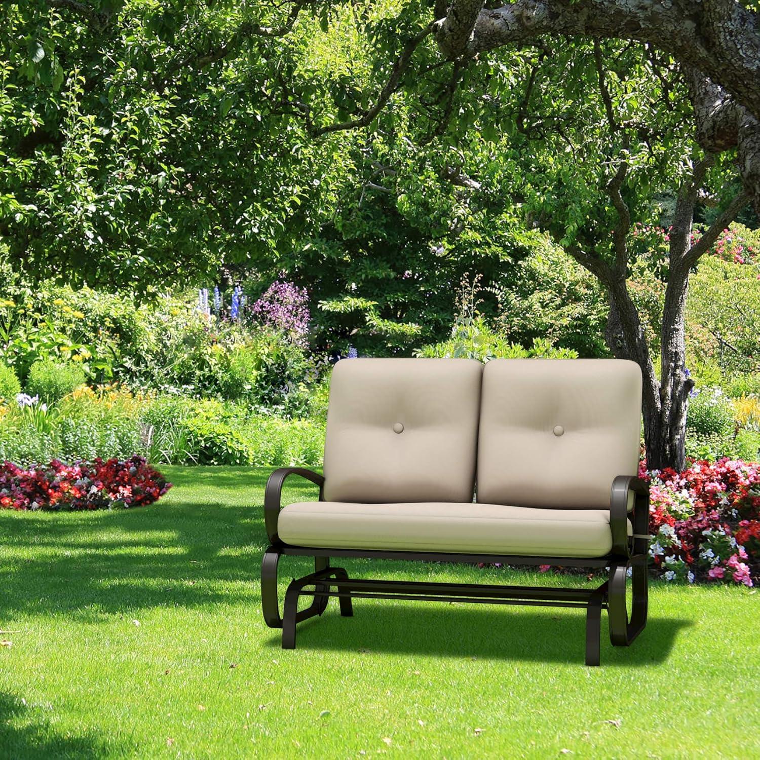 Love Seat Glider Chair - Glider Rocker with Cushioned Seat