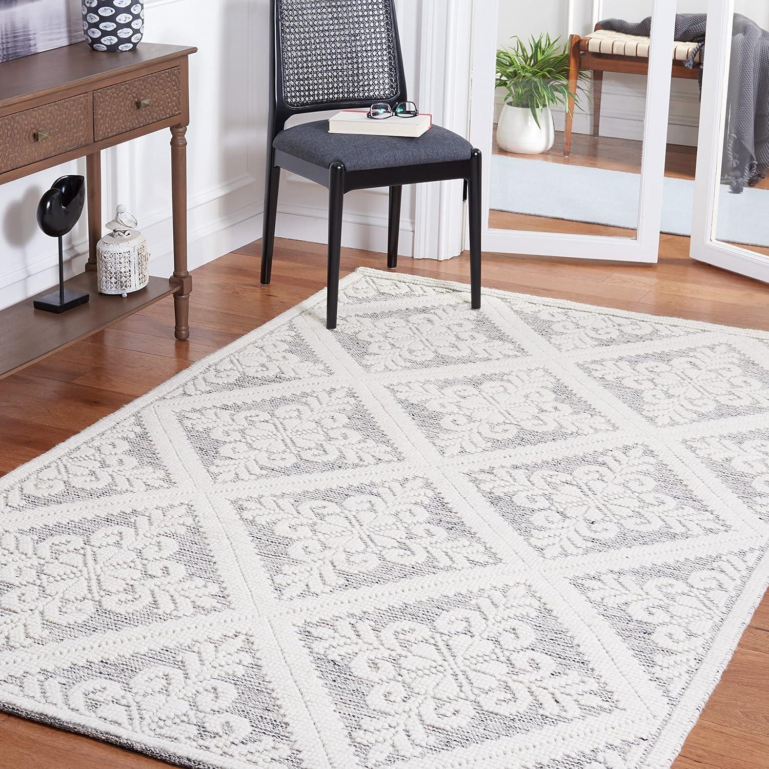 Vermont VRM306 Hand Woven Area Rug - Ivory/Grey - 5'x8' - Safavieh.