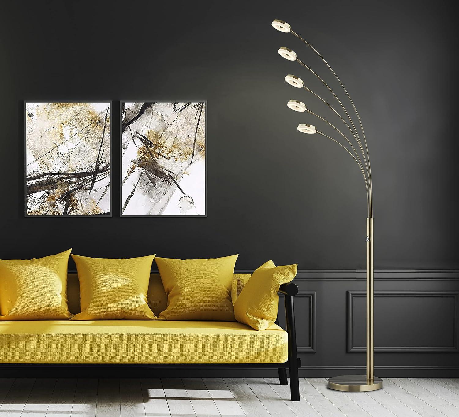 Artiva USA LED802268FAB UFO Super Bright LED 5-Arched Floor Lamp with Touch Dimmer 73"H Antique Satin Brass