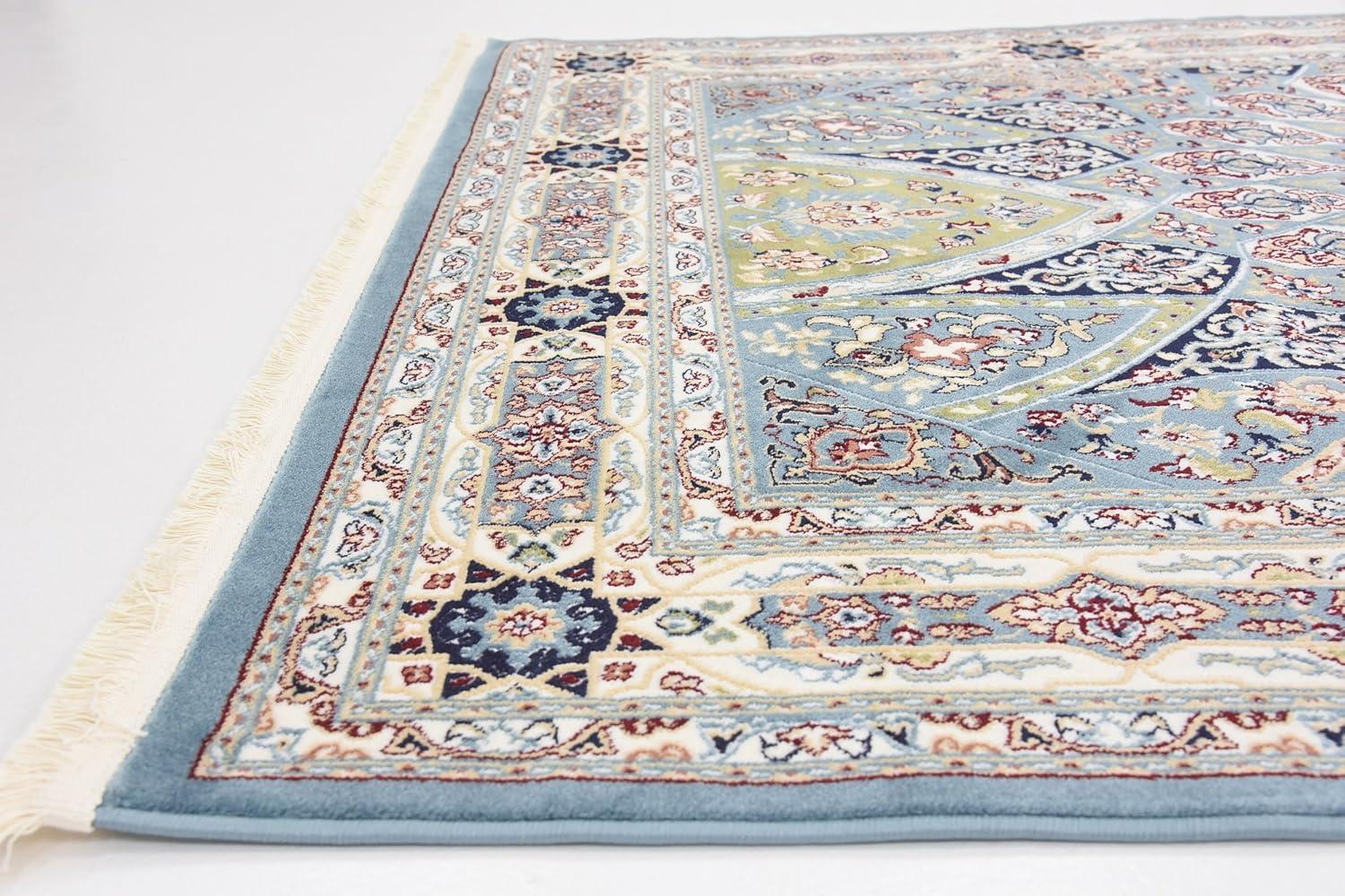 Handmade Tufted Floral Blue Synthetic 8' x 10' Rectangular Rug