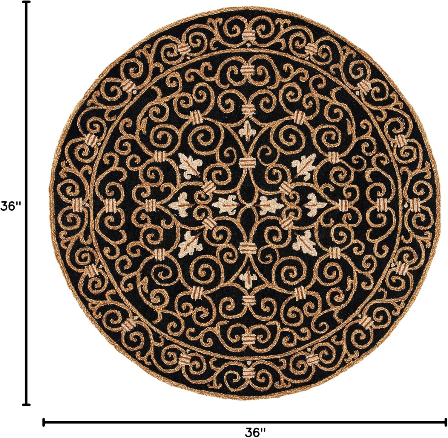 SAFAVIEH Chelsea Alaia Floral Wool Area Rug, Ivory, 3' x 3' Round