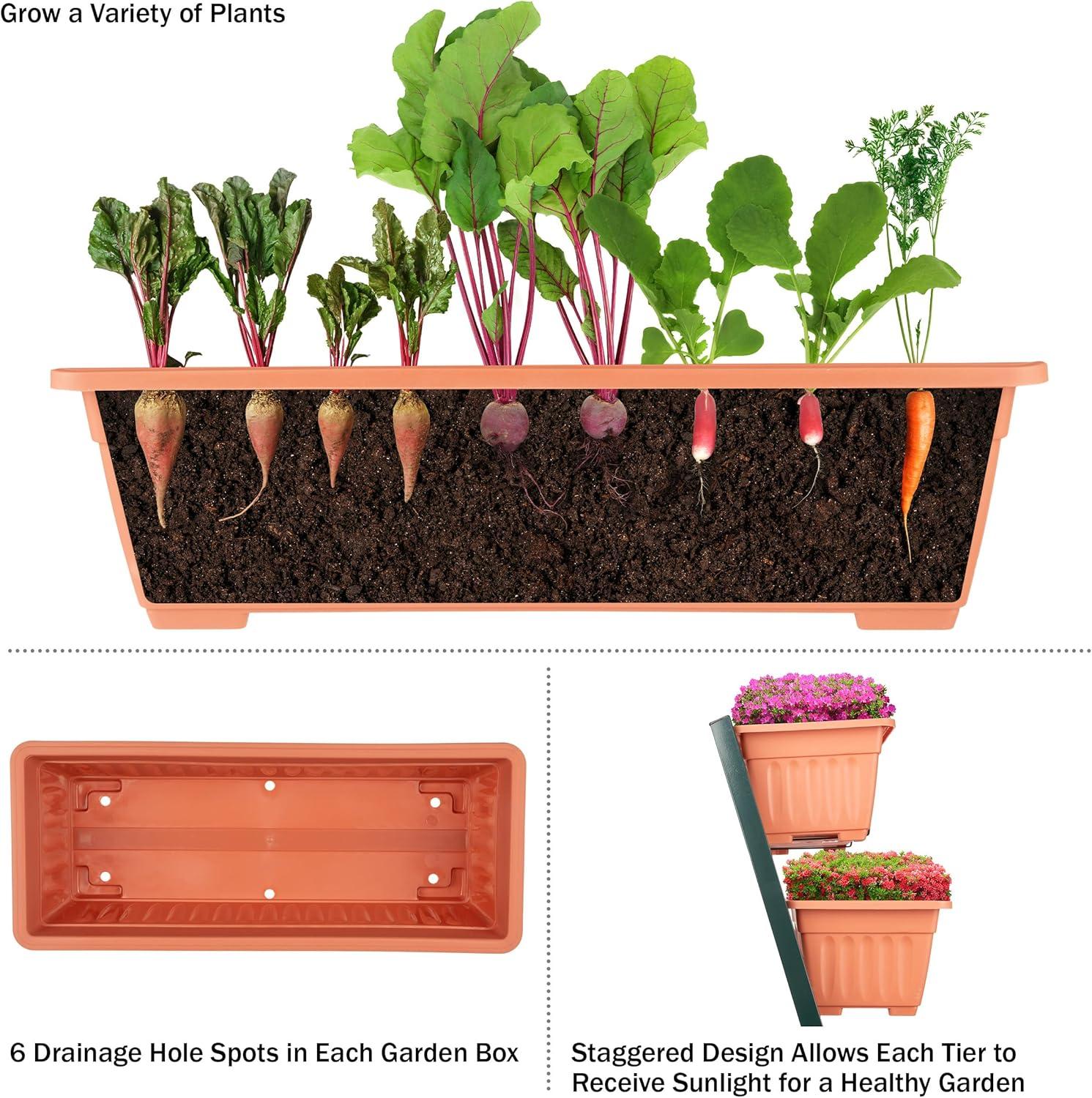 Pure Garden 5 Tier Vertical Planter Raised Garden Beds, Terracotta