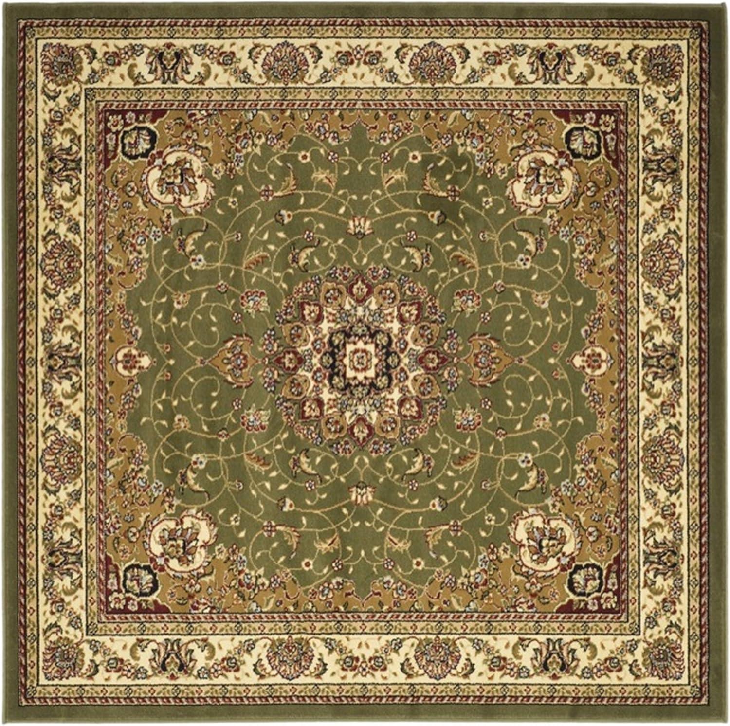 SAFAVIEH Lyndhurst Gabriella Traditional Bordered Area Rug, Sage/Ivory, 10' x 10' Square