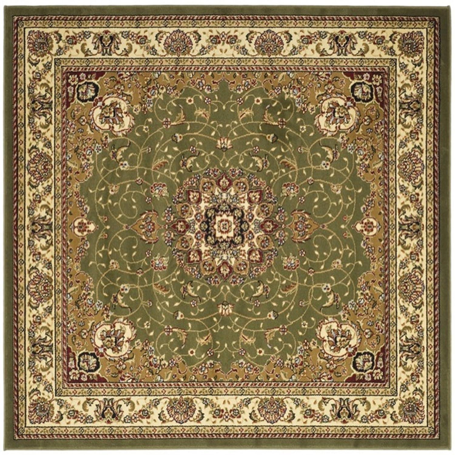 SAFAVIEH Lyndhurst Gabriella Traditional Bordered Area Rug, Sage/Ivory, 10' x 10' Square