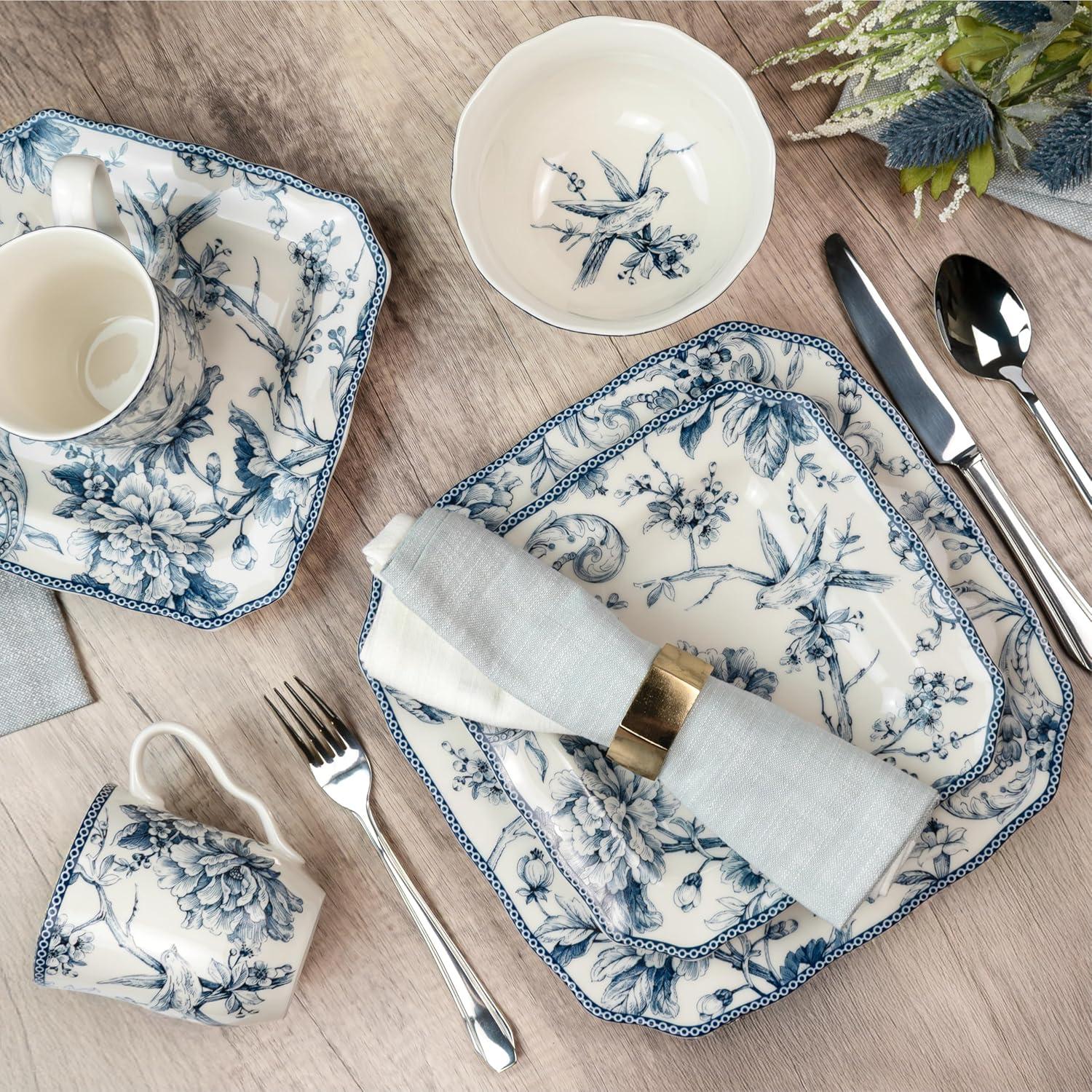222 Fifth 222 Fifth Adelaide 16-Piece Porcelain Floral Dinnerware Set - Service For 4