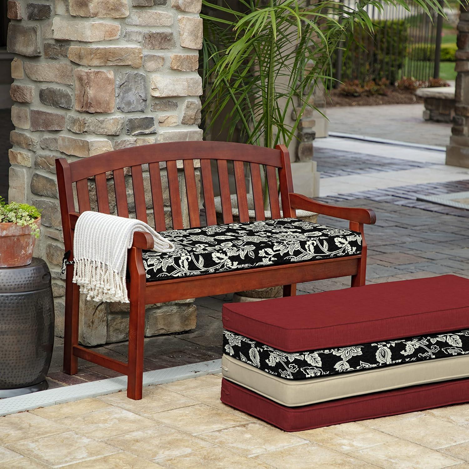 Arden Selections ProFoam Essentials Outdoor Bench Cushion 18 x 46, Ashland Black Jacobean