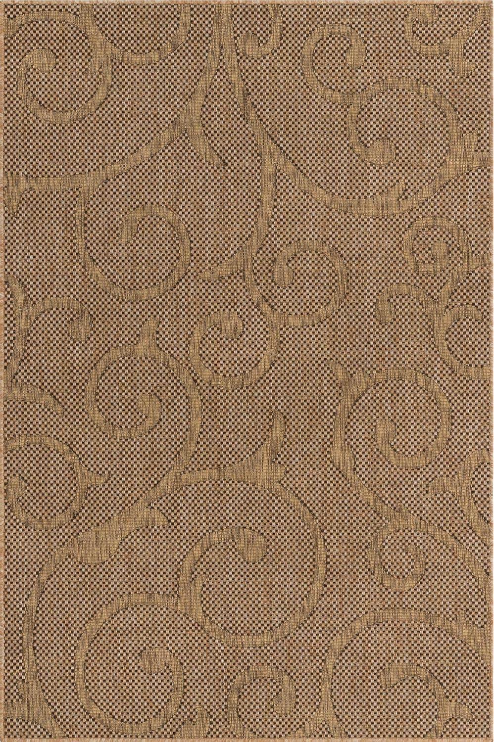 Unique Loom 5' 0 x 8' 0 Light Brown Outdoor Botanical Vine Area Rug