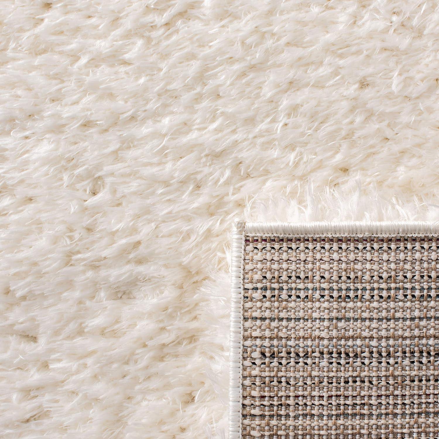 SAFAVIEH Madrid Miah Solid Polyester Shag Area Rug, Ivory, 4' x 6'