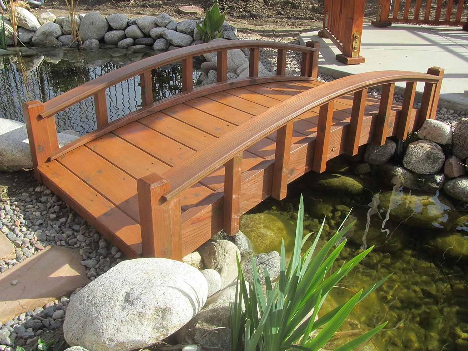 SamsGazebos 6 Foot Japanese Garden Bridge, Brown