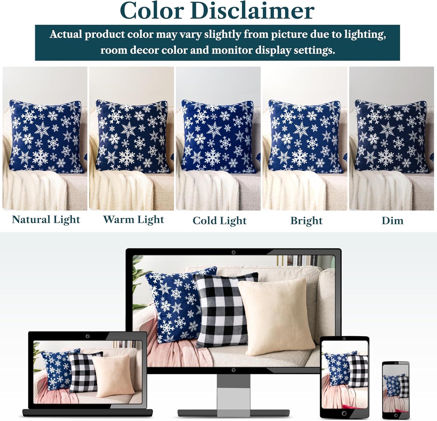 PAVILIA Set of 2 Throw Pillow Covers, Decorative Velvet Square Cushion Cases for Bed Sofa Couch Bedroom Living Room, Snowflake Blue/18 x 18