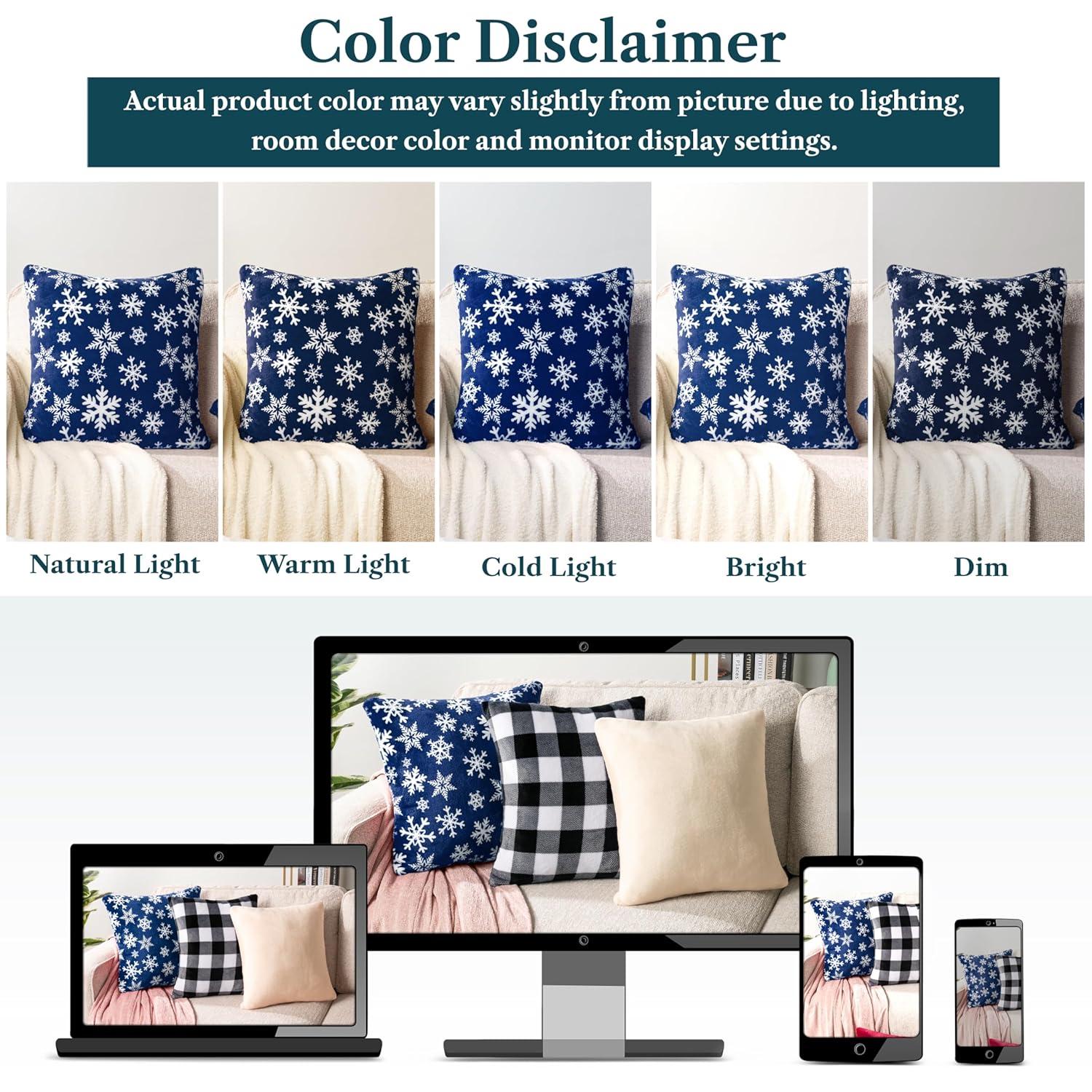 PAVILIA Set of 2 Throw Pillow Covers, Decorative Velvet Square Cushion Cases for Bed Sofa Couch Bedroom Living Room, Snowflake Blue/18 x 18