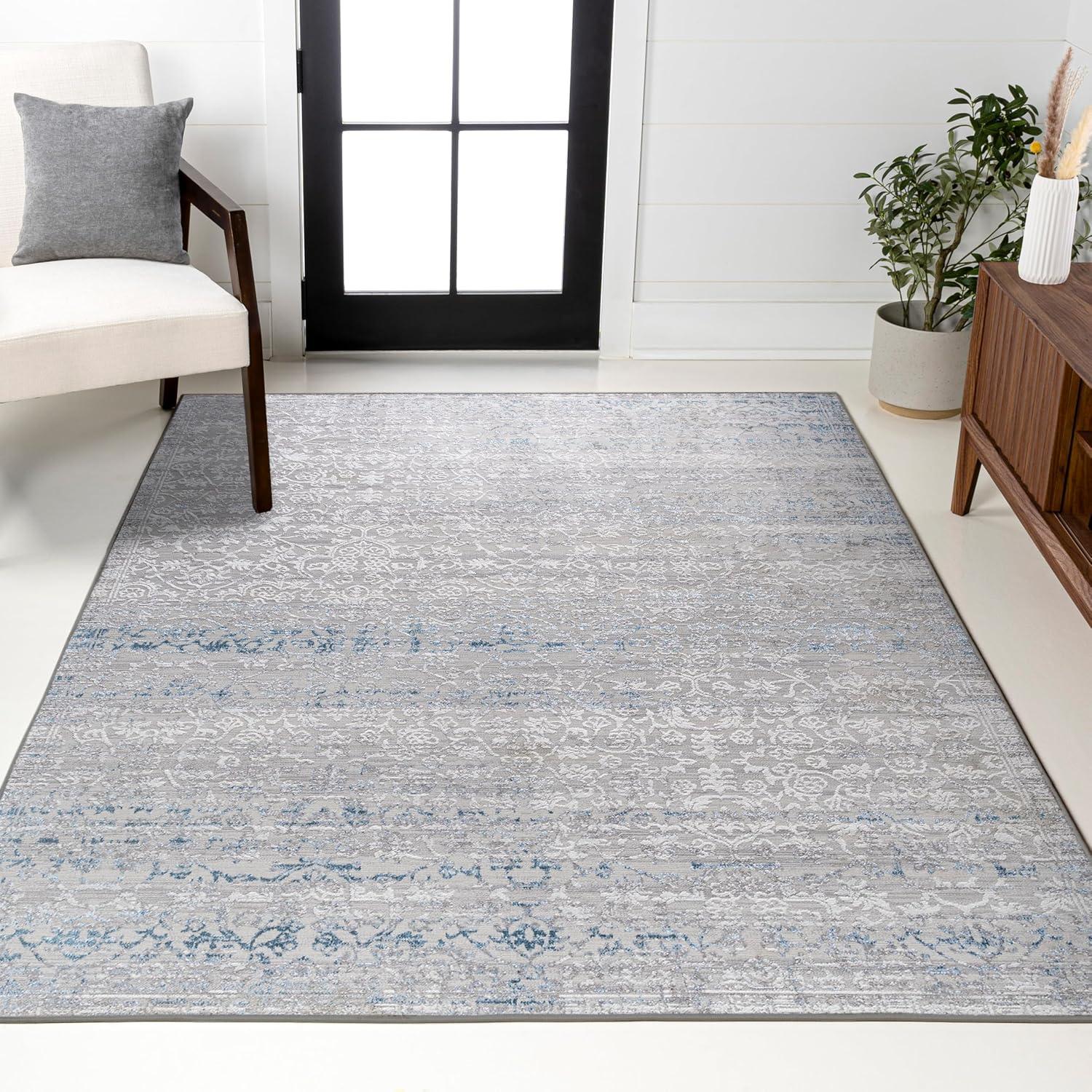 3'x5' Tidal Modern Strie' Area Rug, Gray/Blue - JONATHAN Y