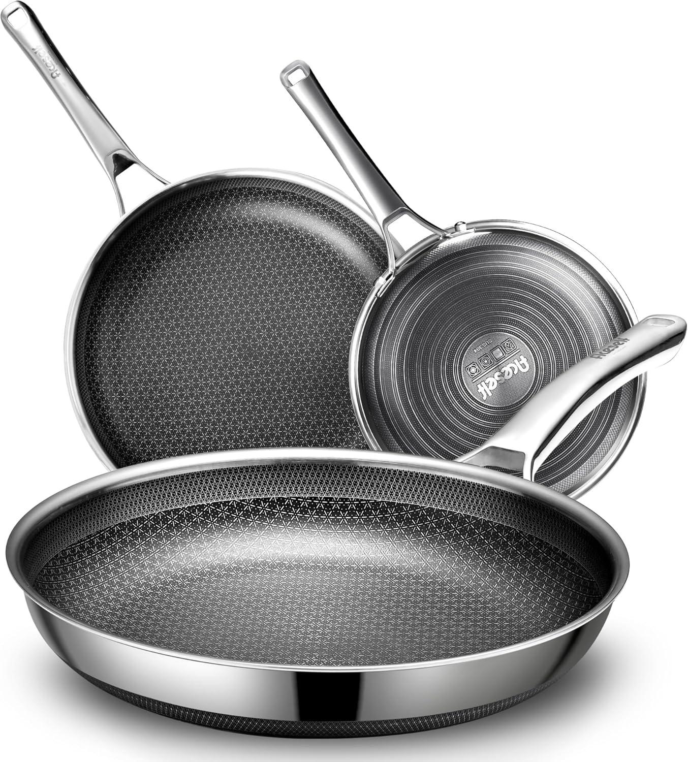 Stainless Steel Non-Stick 3-Piece Fry Pan Set